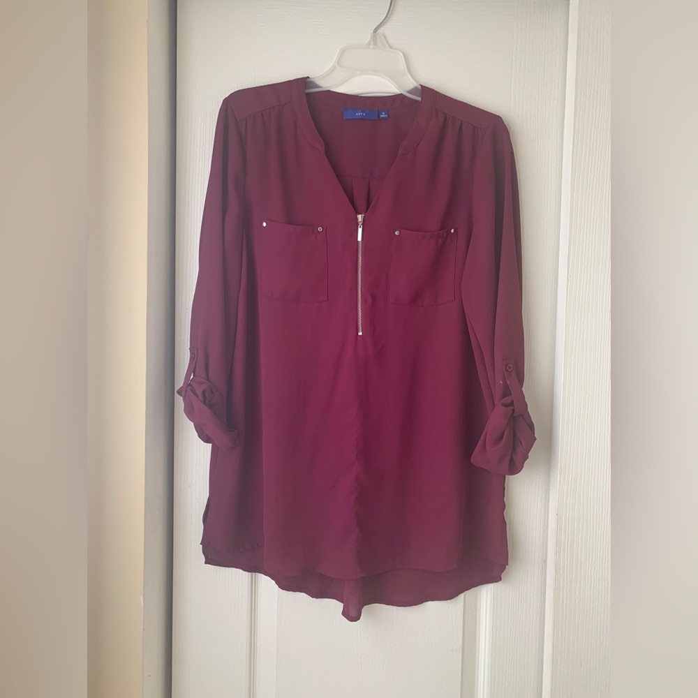 Apt 9 Long Sleeve Blouse with Silver Accents